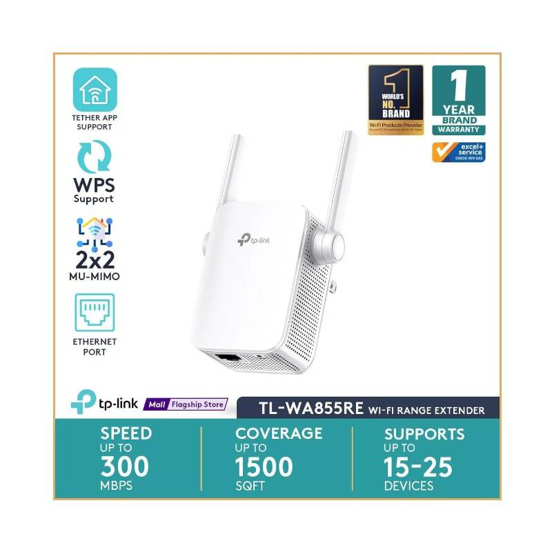 Extensor de rango Wi-Fi TL-WA855RE de 300 Mbps 