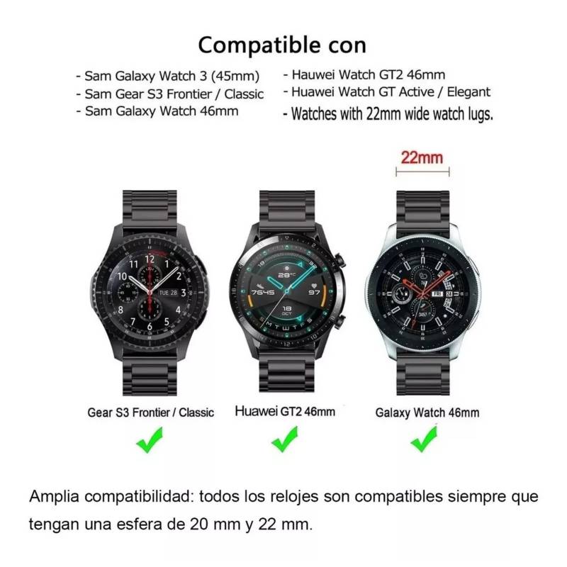 Correa De Acero Inoxidable Para Huawei Watch Gt3/gt2/gt