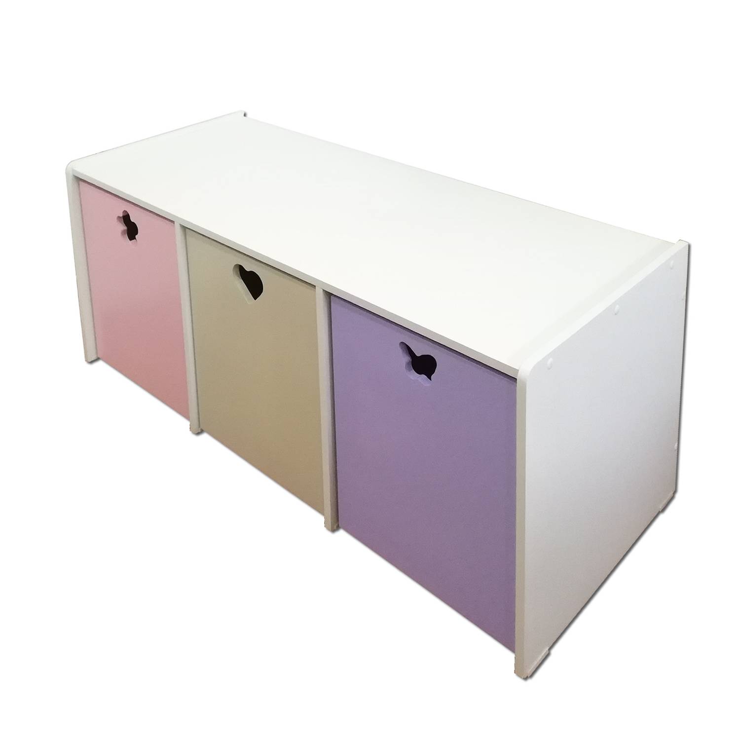 Mueble organizador infantil con 3 cajones y rueditas 95x35x39,5cm