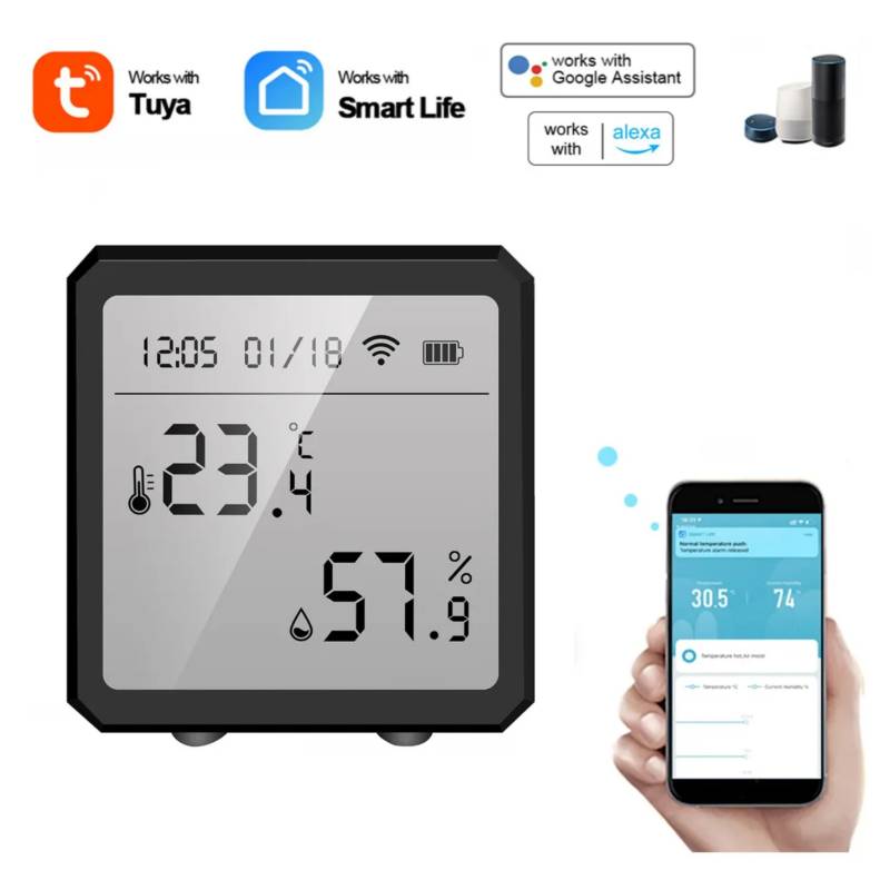 Sensor de Temperatura y Humedad WIFI. Control por App Smart Life