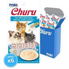 INABA - Churu Snack Sabor Atún Con Ostiones Para Gato Pack X6 Sobres