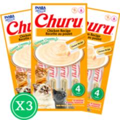INABA - Churu Snack Sabor Pollo Para Gato Pack X3 Sobres