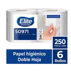 ELITE - Papel higienico jumbo doble hoja 250 mts x 6