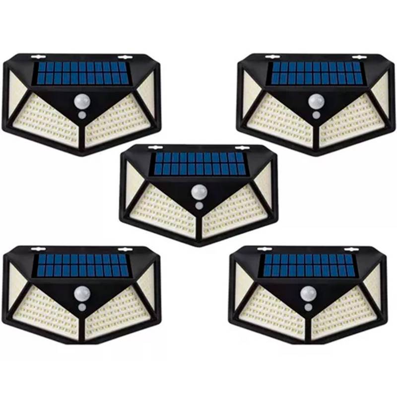 OFERTABKN - Pack 5 Lampara Solar 100 Led Exterior Sensor De Movimiento