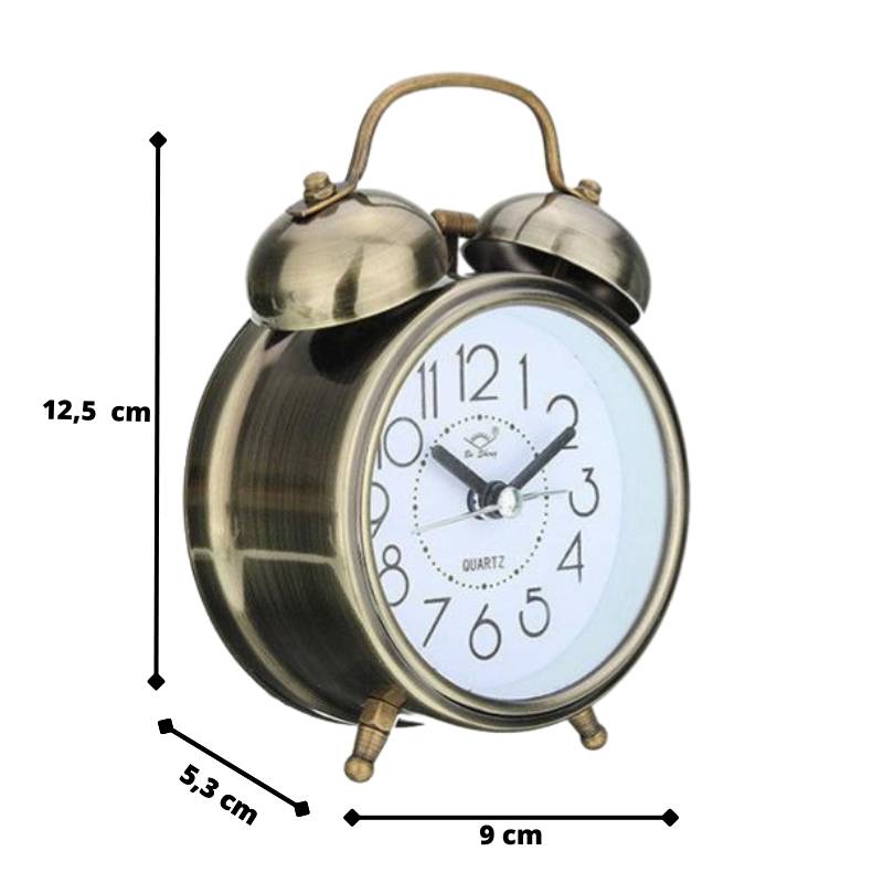 Reloj Despertador Diseño Clásico Metálico Mediano GENERICO