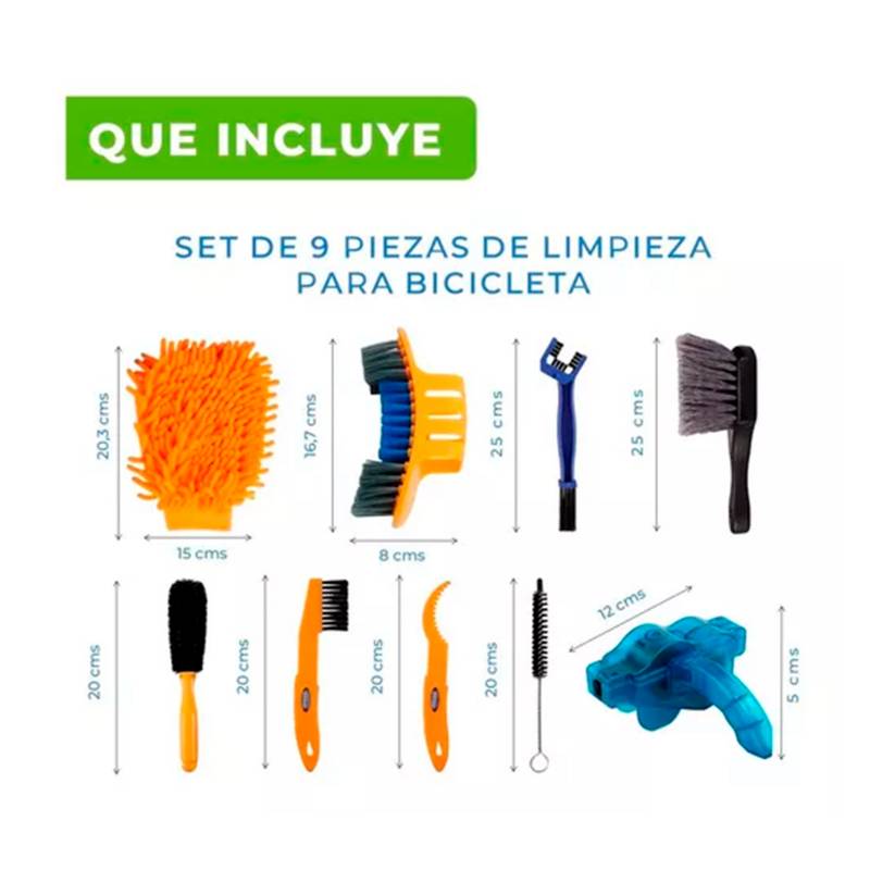 GENERICO Kit 9 Piezas Para Limpieza De Bicicleta