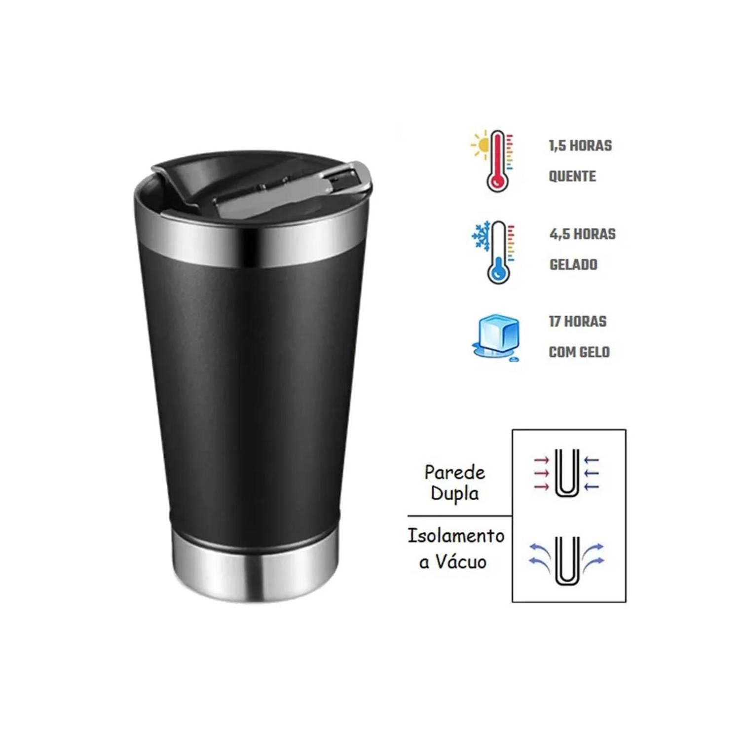 GENERICO Vaso Térmico Cervecero Acero Inox Frio Y Caliente Premium