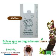 BIO KIDS - Bolsa camiseta 42x50cm 100 unds - Biodegradable & Compostable