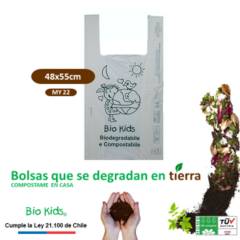 BIO KIDS - Bolsa tipo camiseta 48x55cm - 50 unds -  Biodegradable & Compostable