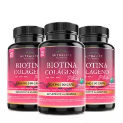 NUTRALIFE - Biotina + Colageno + Zinc + Vitaminas E & C ++ Lf 270 Caps 3x90