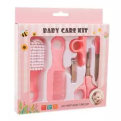 GENERICO - Cepillo y peineta rosado más set corta uñas para bebé