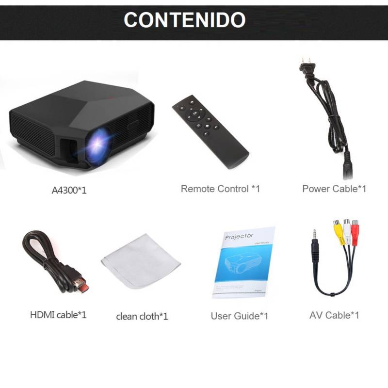 CASTLETEC Proyector Led A4300 PRO Android WIFI Full HD 1080P 4800