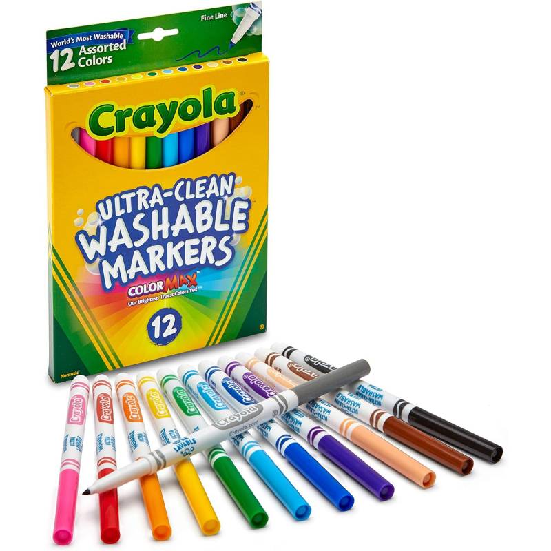 Marcadores Plumones Crayola Super Tips Lavables 12 Colores