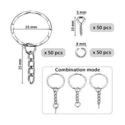 Pack 100 Argolla Para Llavero 24mm + Argolla De Unión Cadena - LhuaStore –  Lhua Store