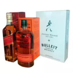 JOHNNIE WALKER - Pack Whisky Bourbon Bulleit  Johnnie Red Label 750cc