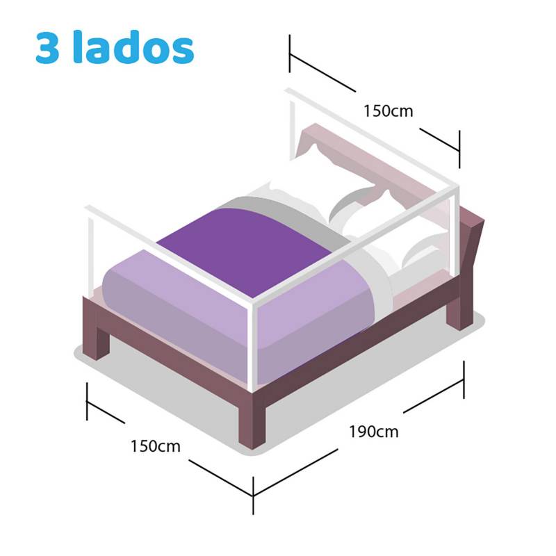 BEBE SURE Set 2 barandas para cama queen 160x190 cms color gris