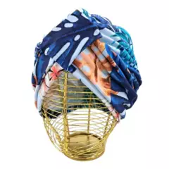 GENERICO - Turbante Jazmín Azul Pastel Diseño Floral