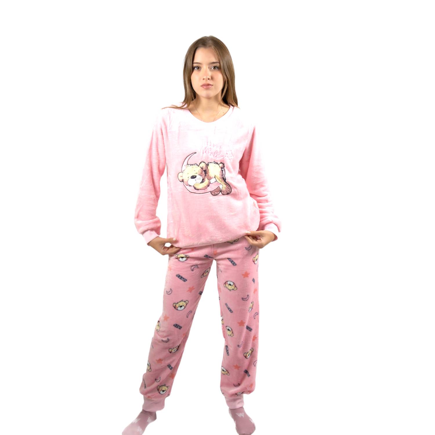 tonto enaguas estar impresionado MEDIA LUNA Pijama Mujer Polar de Invierno Diseño Oso Rosa | falabella.com