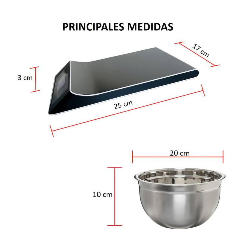 Gramera digital para cocina con bowl