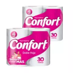 CONFORT - Papel higiénico Confort 30 mts x 2 (8 rollos)