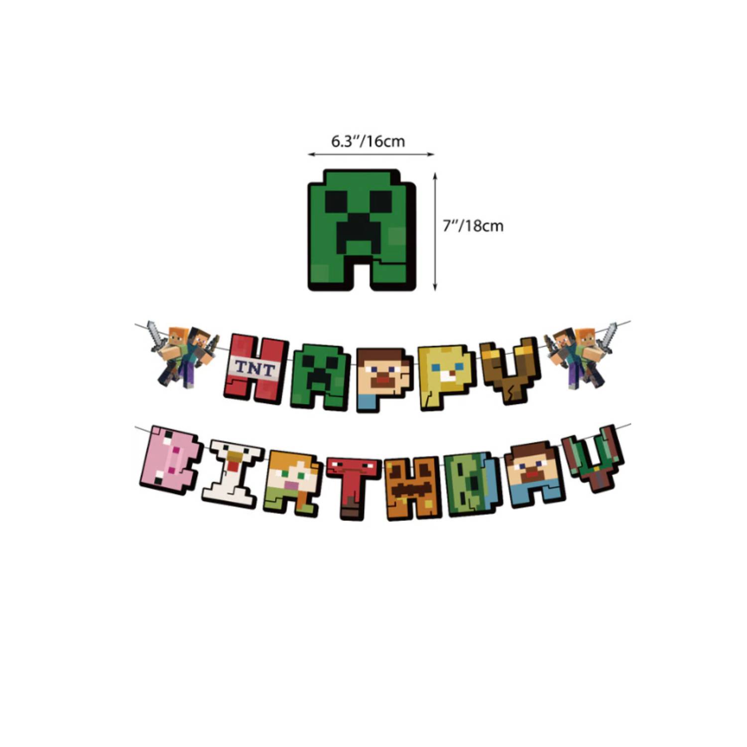 Pack Cumpleaños Minecraft x 12 Cotillón Minecraft - Cotillón Activarte