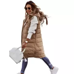 GENERICO - Chaleco con capucha de un solo color, chaqueta larga abierta