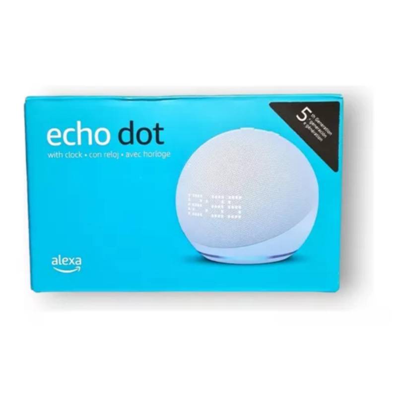 AMAZON - Amazon Echo Dot 5th Gen with clock con asistente virtual Alexa white