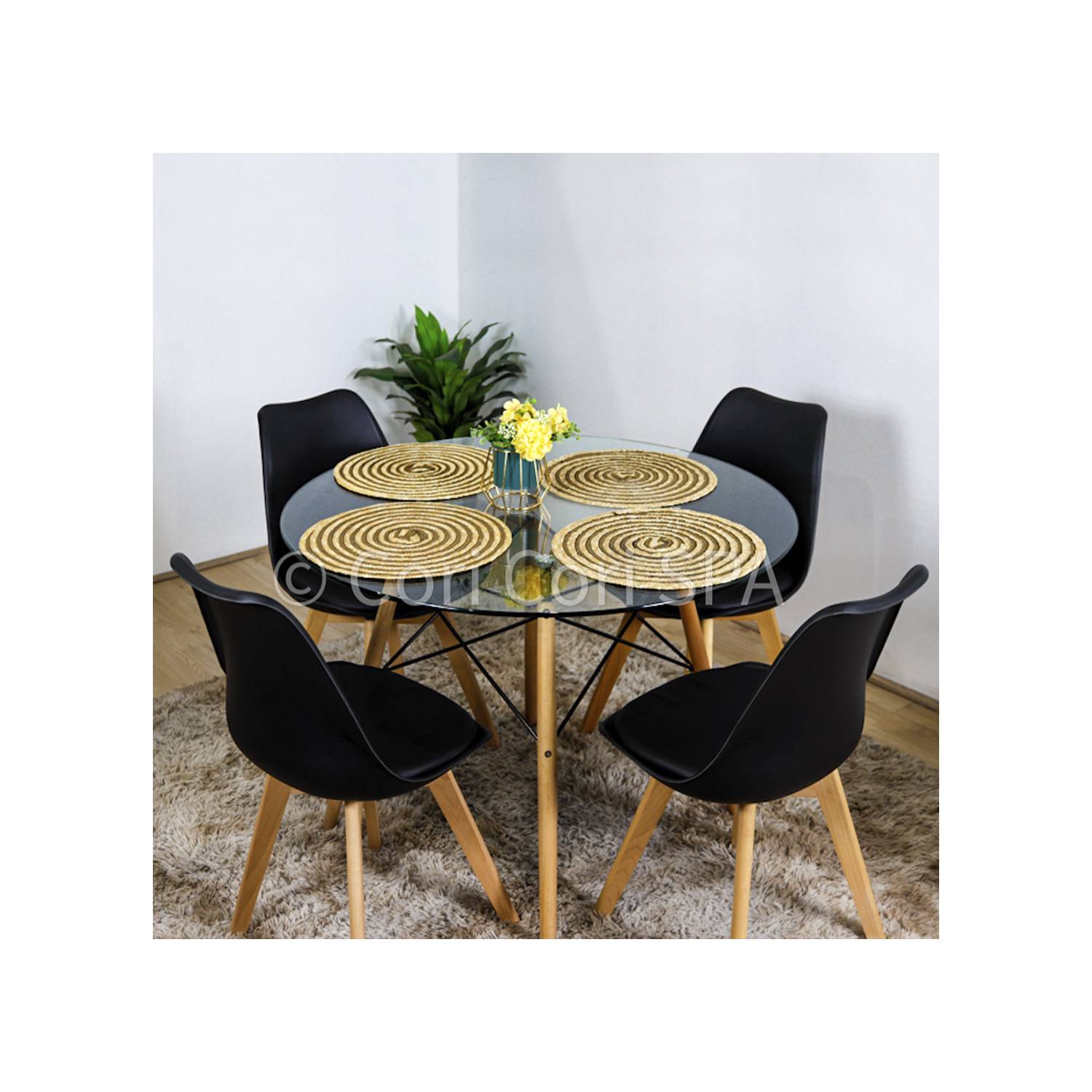 Juego De Comedor Mesa Eames 70x70 + 2 Sillas Tulip