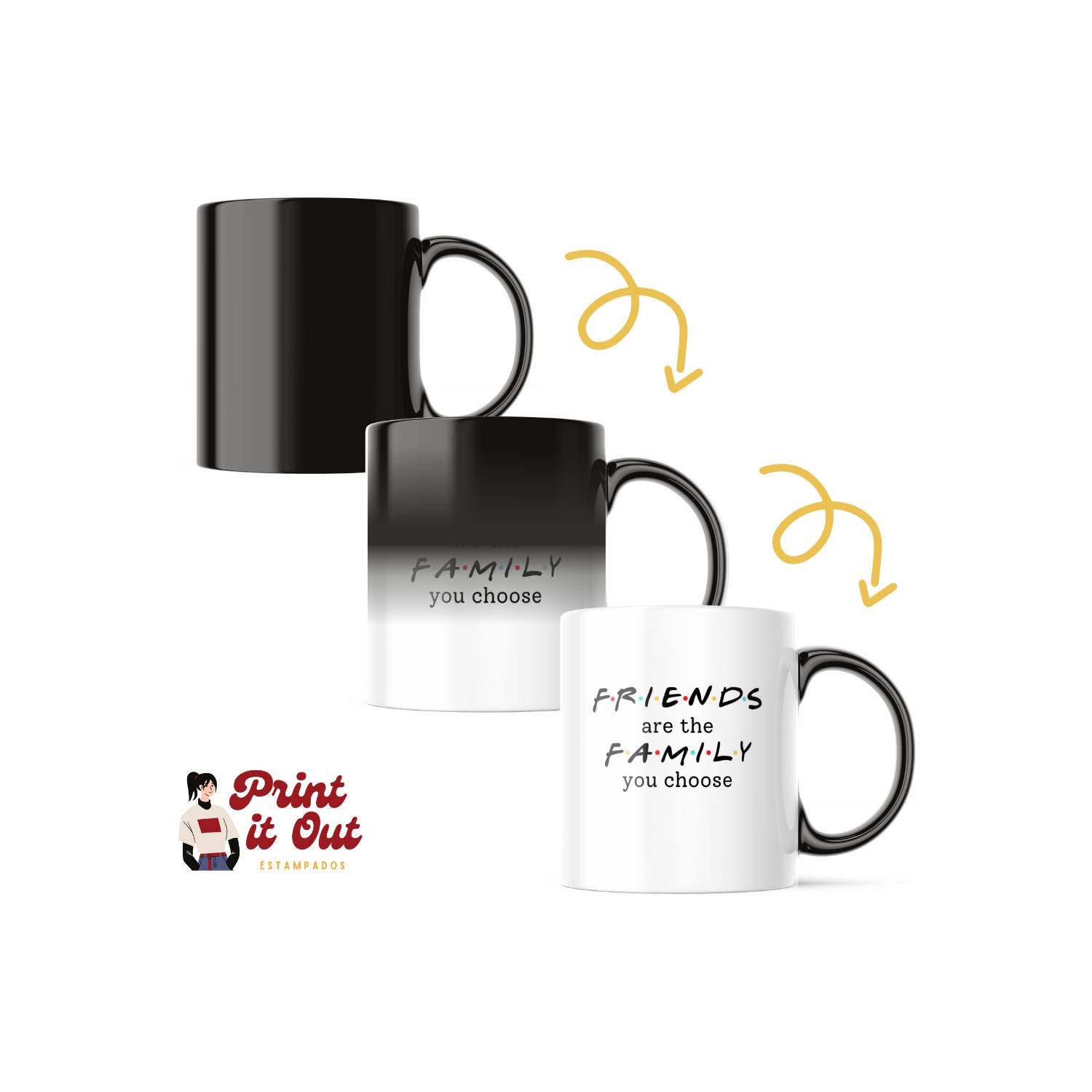 GENERICO Taza Mágica - Friends Are The Family You Choose - Cambia de Color