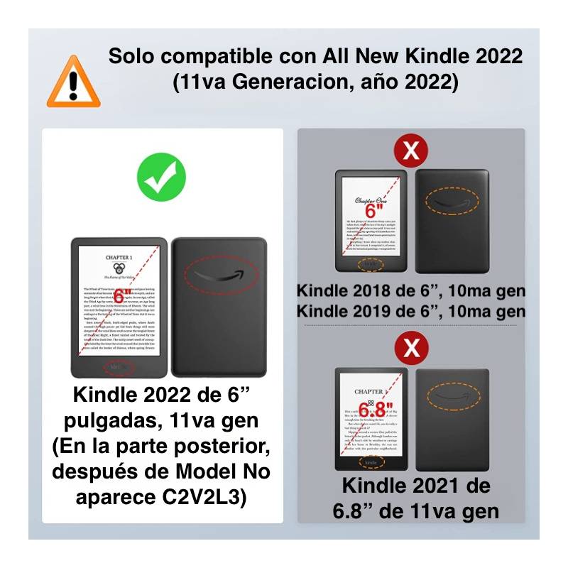 GENERICO Funda Protectora Microfibra Kindle 2022 11va Gen 6.0 Negro
