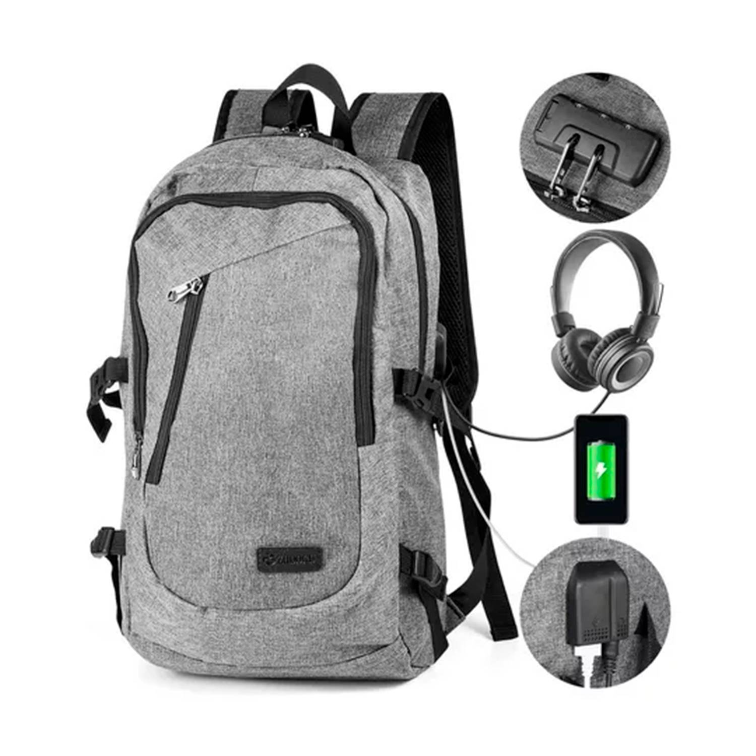 GENERICO Mochila Antirrobo Para Notebook De Viaje 30l Con Cable Usb