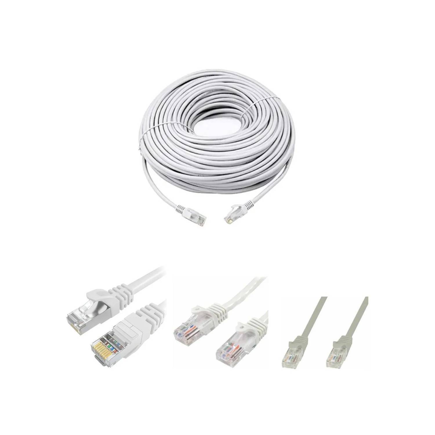 Cable Ethernet Cat 6 Blanco De 20 Metros Real Gigabit