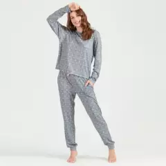 BARBIZON - Pijama de mujer Delfi Gris Estampado