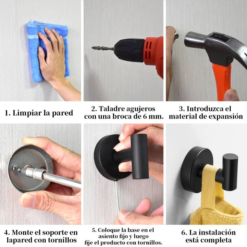 GENERICO Set 4 Accesorios Baño Negro Mate