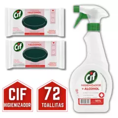 CIF - Pack Desinfectante Cif Higienizador + 72 Toallitas Desinfect