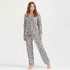 BARBIZON - Pijama de mujer Sport Polar Gris Estampado