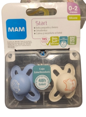 MAM Comfort - Chupete para bebé, 100% silicona ligera, estuche  esterilizador, unisex, 0-3 meses (paquete de 2)