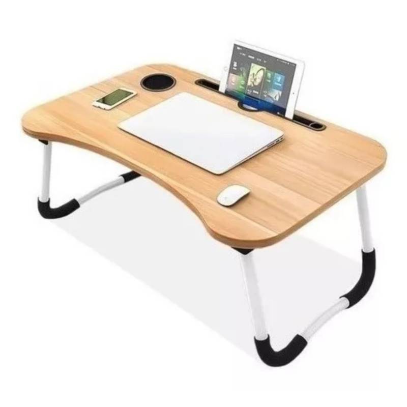 Mesa Plegable Para Cama Y Notebook Multifuncional De Madera Oscura