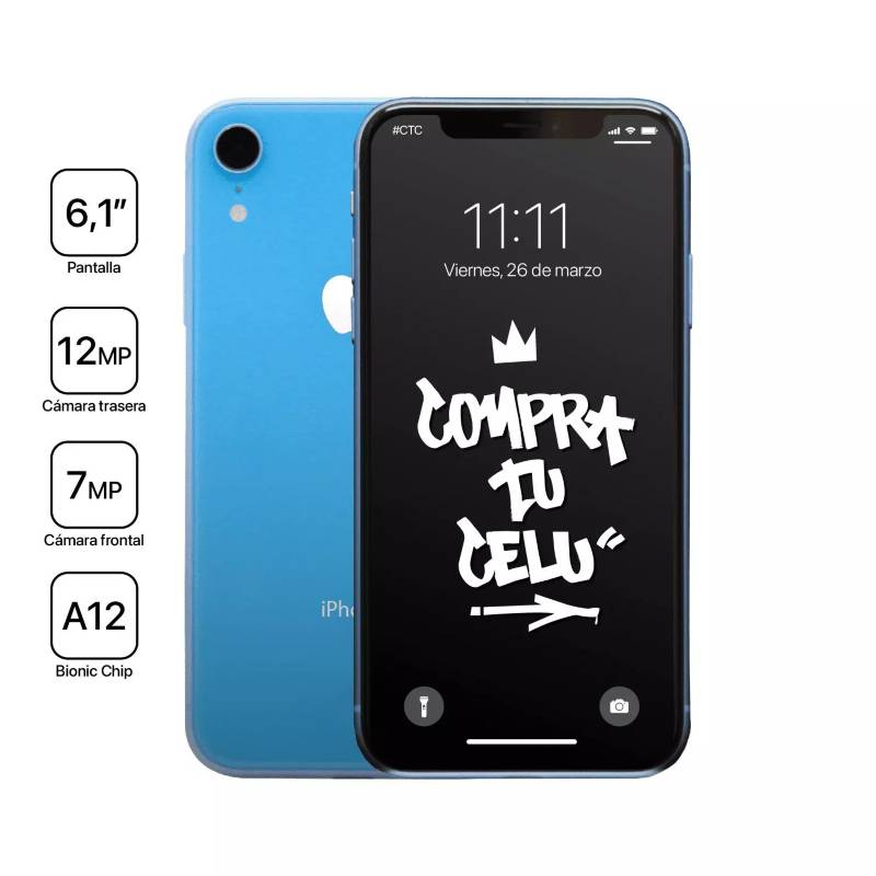 APPLE - iPhone XR Azul 64GB - Reacondicionado - Excelente Estado