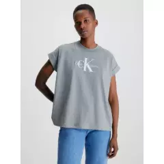 CALVIN KLEIN - Camisa holgada con monograma Gris Calvin Klein