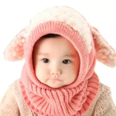 GENERICO - Gorro De Invierno Con Cuello Para Bebés Color Rosa