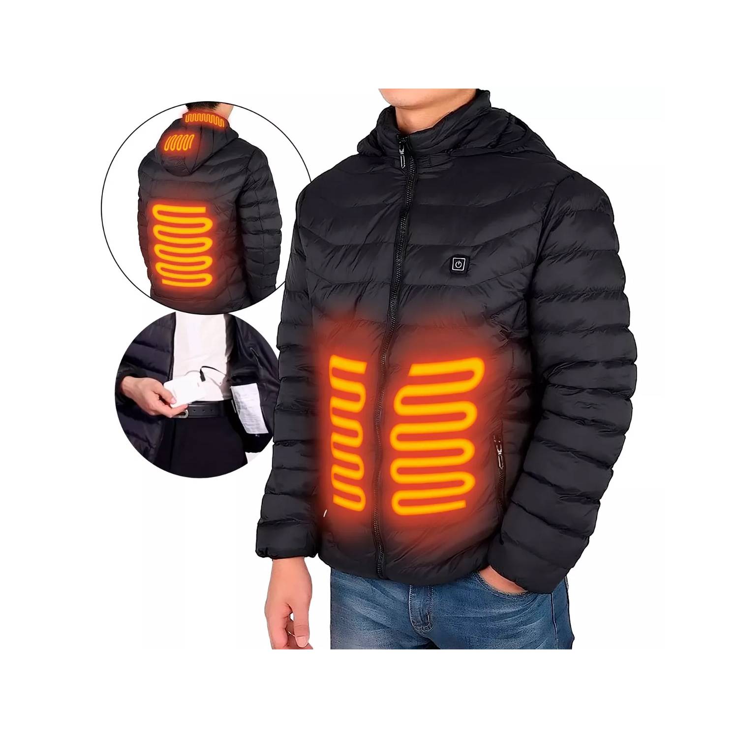 Chaqueta térmica para parejas, talla grande, calentamiento eléctrico, 4  niveles de calefacción, 21 zonas de calefacción, chaquetas con cremallera y