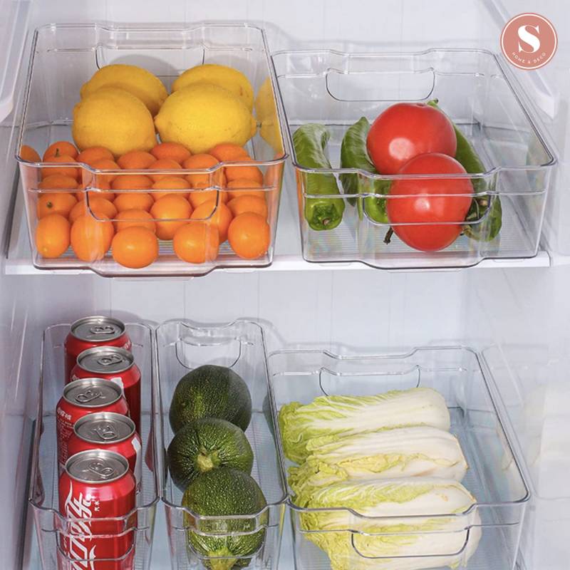 GENERICO Organizador Refrigerador Transparente Con Tapa Y Mango