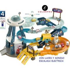 GENERICO - pista de autos espacial eléctrica + 4 autitos
