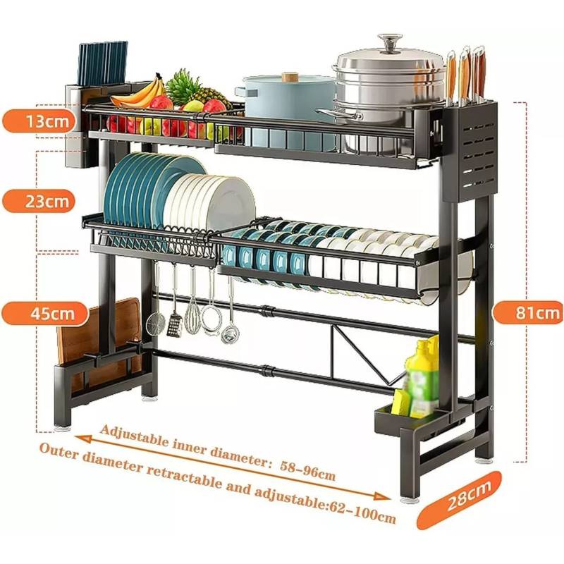 Escurridor de trastes ajustable para cocina ancho de 85cm a 100cm