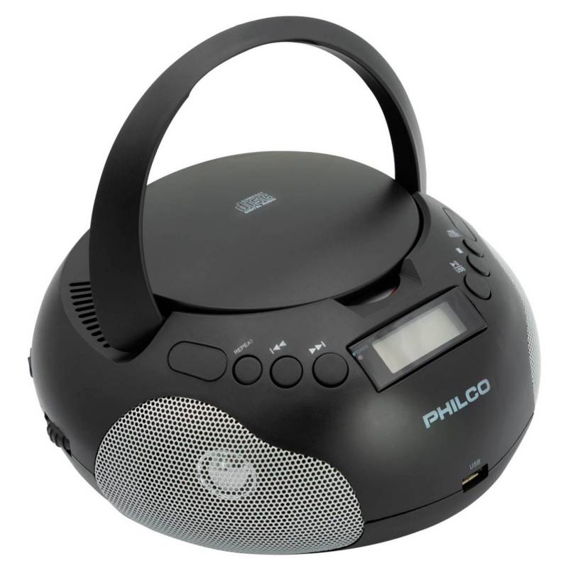 PHILCO - Radio Reproductor Portatil Boombox Con Bluetooth CD MP3 Gris