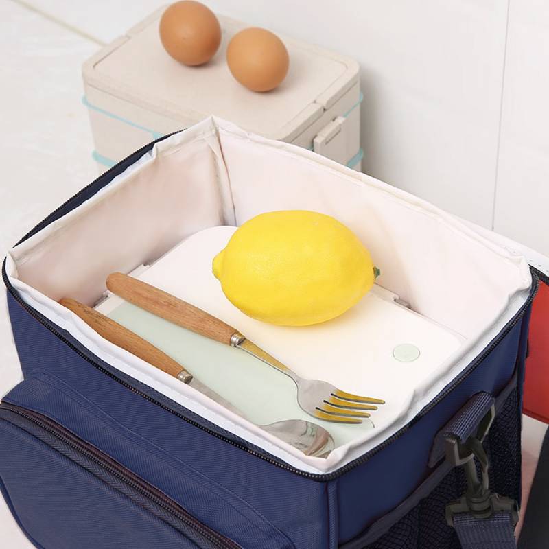 Bolsa térmica para comida tipo lonchera bolsa de almuerzo portátil (Gris  con limones)