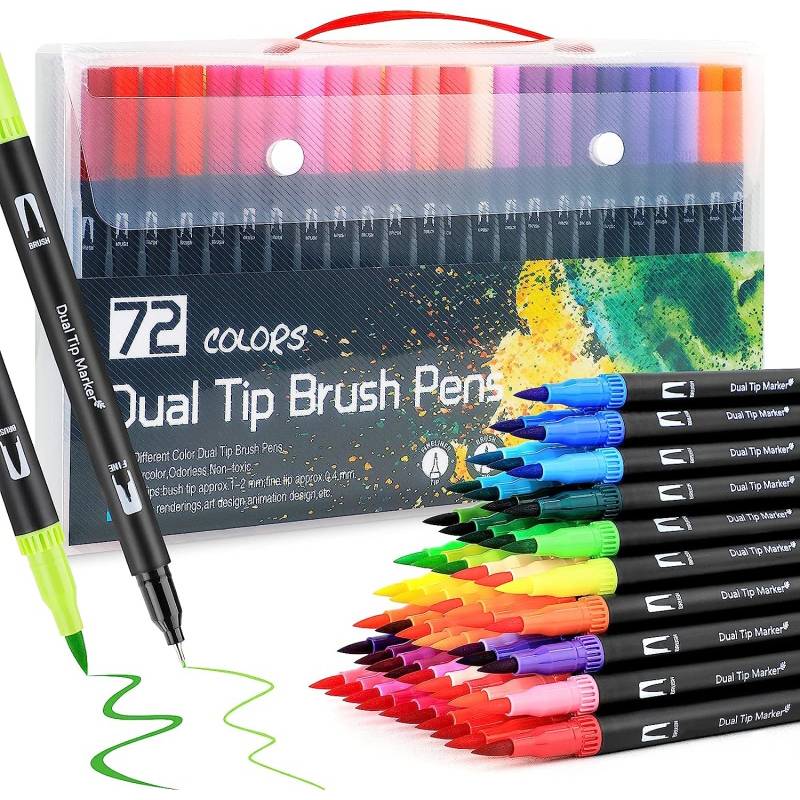 Plumones Punta Pincel 120 Colors Dual Tip Brush Pens Estuche