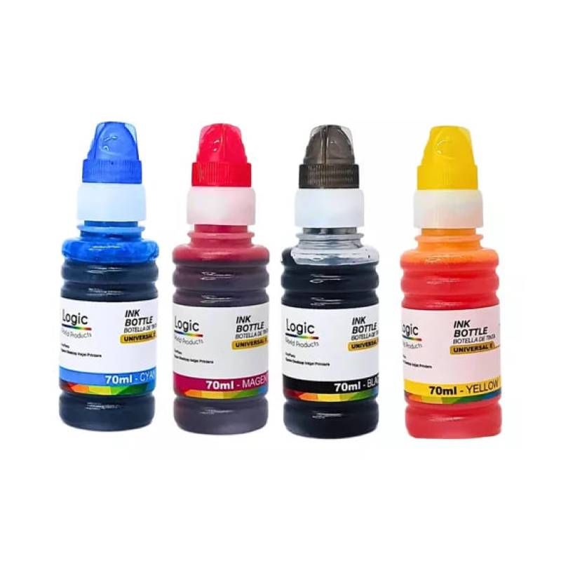 LOGIC - Pack 4 Tintas Para Epson T664 Tinta Standard 4 Colores 70 ml