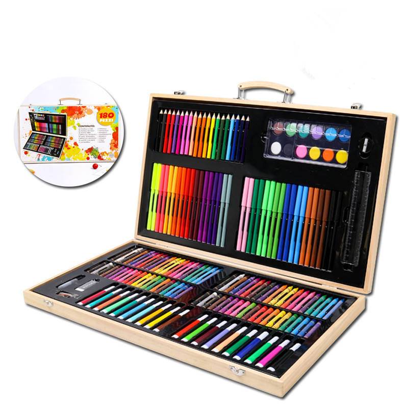 Kit De Dibujo Arte Acuarelas Marcadores Colores X 180 Pcs